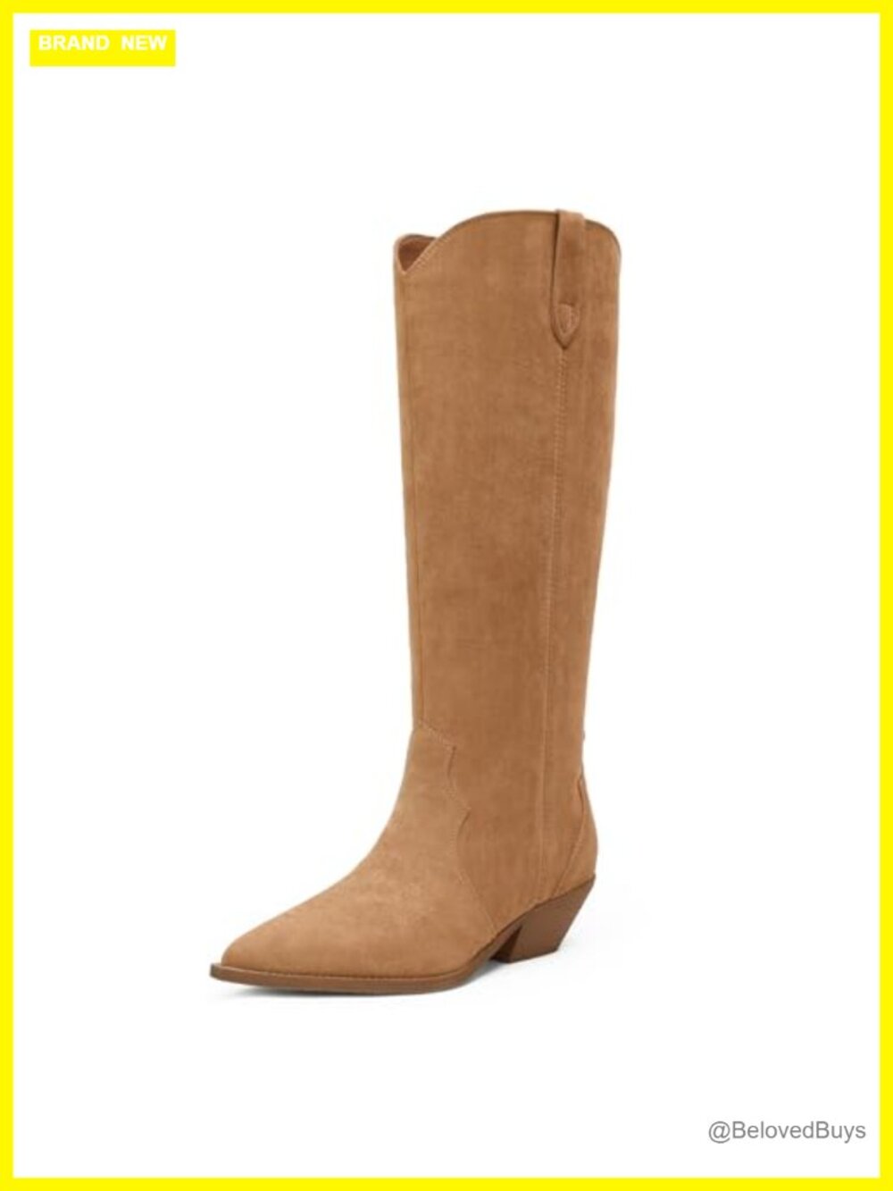 iiimmu Women's Knee High Boots Pointed Toe 2 IN Chunky Heel, Faux Suede,